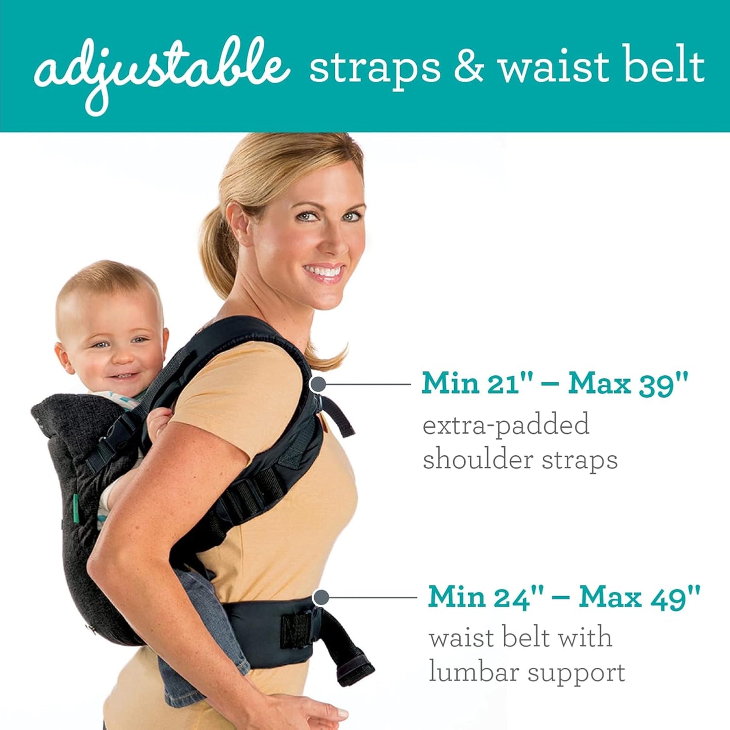 Infantino Flip 4-in-1 Convertible Baby Carrier, Adjustable, Ergonomic Babywearing, Registry Essential, Baby Carrier for Newborn to Toddler, Gray