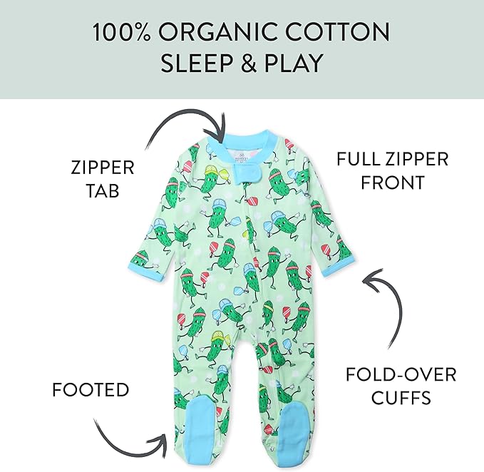 HonestBaby Sleep & Play Footed One-piece Pajama Sleeper 100% Organic Cotton, Baby Boys