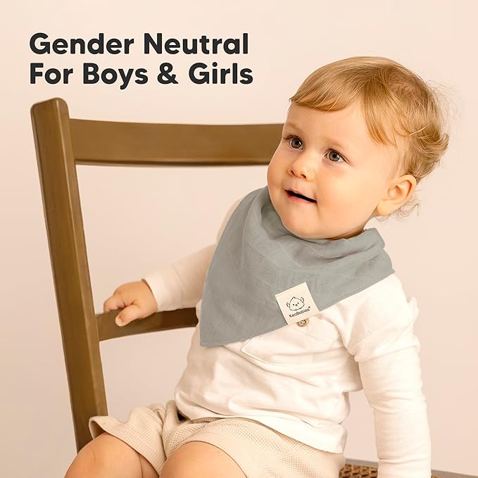 8-Pack Muslin Baby Bibs for Boys, Girls - Muslin Bandana Drool Bibs for Baby Girl & Boy, Drooling Newborn, Teething Toddler, Infant 0-36 Months, 100% Cotton Extra Absorbent & Soft (Nimbus)