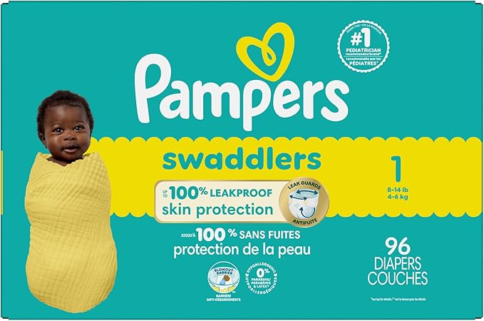 Pampers Baby Diapers - Swaddlers - Size 1, 96 Count, Ultra Absorbent Disposable Infant Diaper