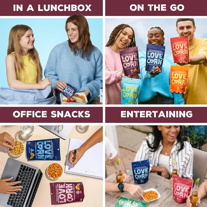 LOVE CORN BBQ 0.7oz x 20 Bags - Delicious Crunchy Corn - Healthy Family Snacks - Gluten Free, Kosher, NON-GMO - Alternative for Chips, Nuts, Crackers & Pretzels - Perfect for Charcuterie Boards