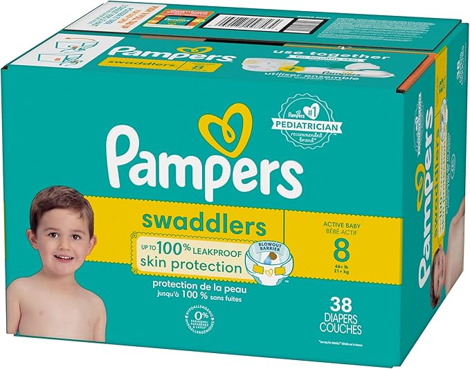 Pampers Baby Diapers - Swaddlers - Size 8, 38 Count, Ultra Absorbent Disposable Infant Diaper