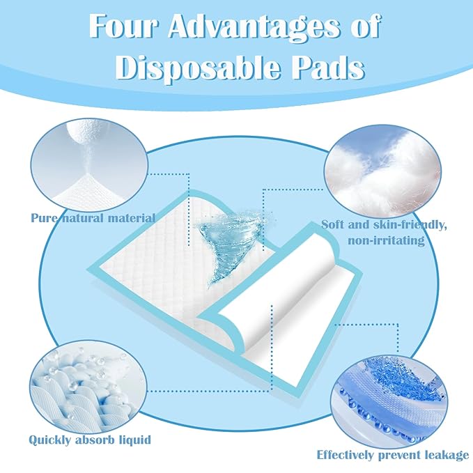 50 Pack Disposable Changing Pads,18 in x24 in Baby Disposable Underpads,Absorbent Incontinence Pee Pad,Waterproof,Leak Proof Underpad Mat for Elderly,Adults,Kids,Baby Protection
