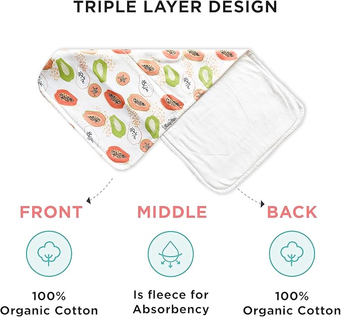 Premium 5-Pack Large Organic Cotton Burp Cloths โ 3 Layers, Ultra Soft & Absorbent Burping Towel, Shoulder Towel & Hand Towel