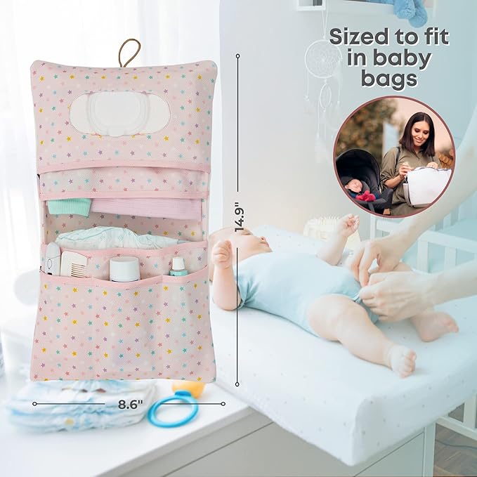 HAMUR Baby Diaper Bag Organizer β Travel-Friendly, Compact & Foldable | Stroller Pouch for Newborn Essentials β Must-Have for Boys & Girls (Elephant)