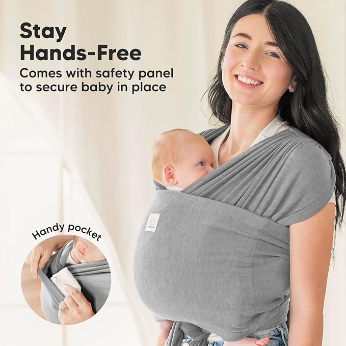 KeaBabies Baby Wrap Carrier Ring Sling - Easy to Wear, Adjustable D-Lite Baby Carrier Newborn to Toddler, Infant Carrying Shirt, Hands Free Bonding, Breathable Fabric Wearing Wrap (Classic Gray)