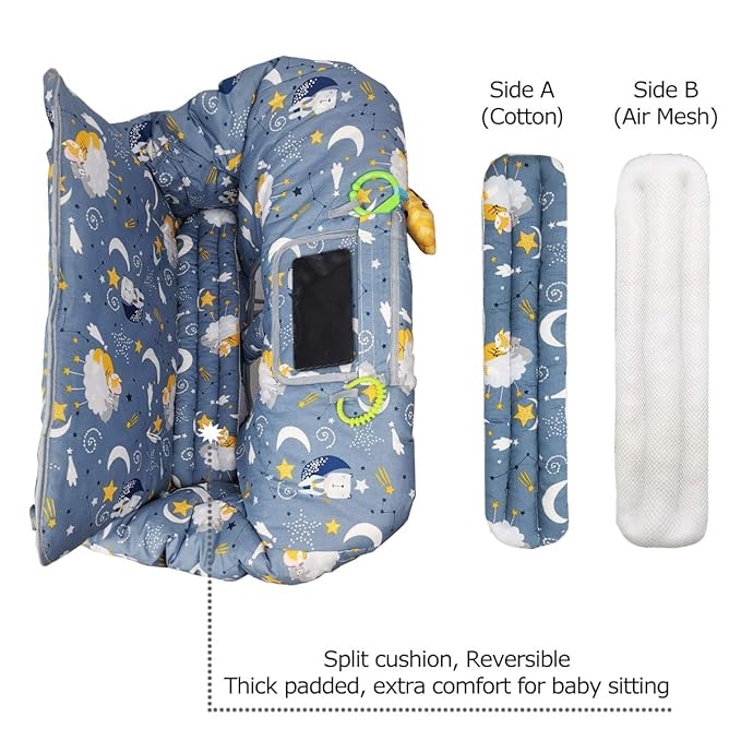 Shopping cart Cover, cart Cover for Babies, Padded high Chair Cover, Split Reversible seat Cushion, Cell Phone Pouch, Collection Pocket, Neutral for boy or Girl