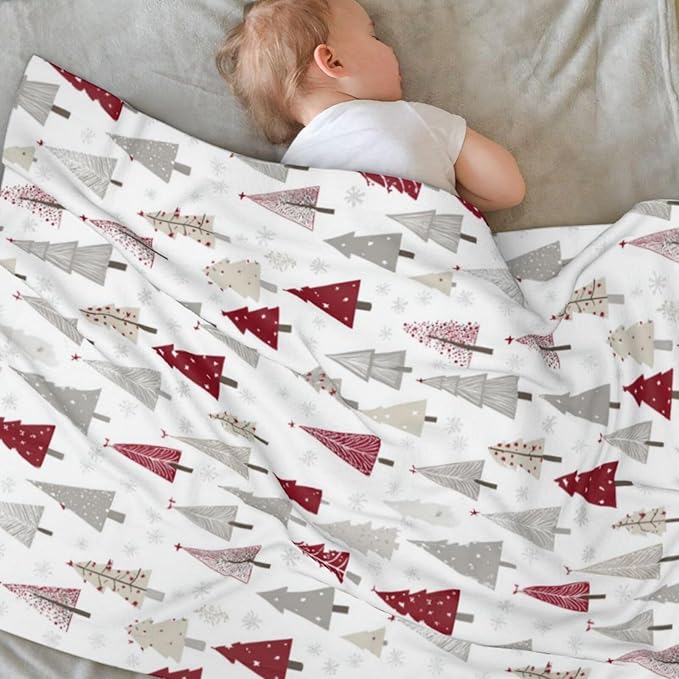 Baby Blanket Pine Tree Christmas Pattern Xmas for Boy Girl Newborn 30x40 Inch Toddler Infant Nursery Throw Blankets Double Layer Comfy Soft Plush Stroller Crib Quilt