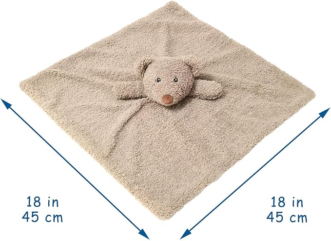 Baby Brown Teddy Bear Soft Stuffed Animal Security Blanket, Plush Bear Character Lovey Blanket, Baby Shower/Nursery Gift, Newborn Infant Toddler Snuggle Blankie for Boys Girls, 18 Inches