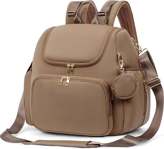 CEI-CEI Neoprene Diaper Bag Backpack Stylish Baby Maternity Bags Travel Tote for Mom with Insulated Pockets, Changing Pad, Stowable Shoulder Strap