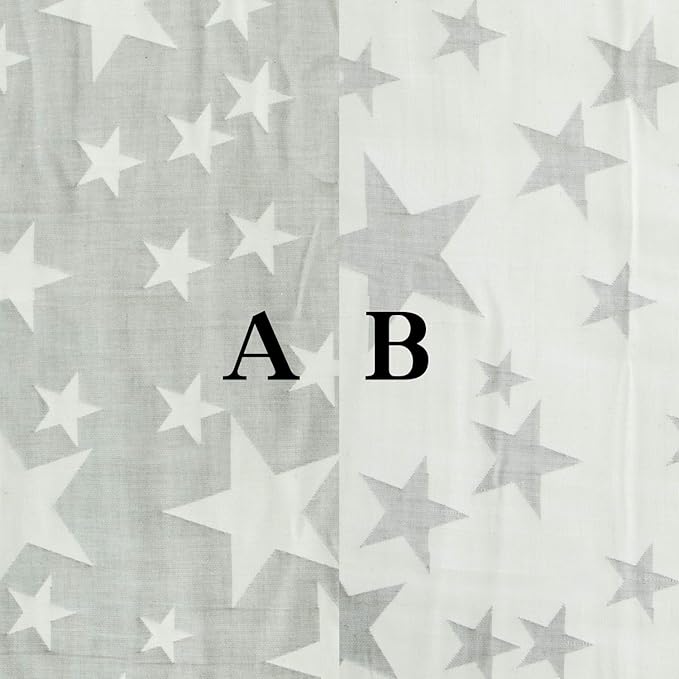 NTBAY 3 Layer Oversized Muslin Cotton Toddler Blanket, 45x60 Inches Jacquard Reversible Nursery Bed Blanket, Super Soft and Thermal Crib Blanket for All Seasons, Baby Gift, 45"x60", Grey/White Star