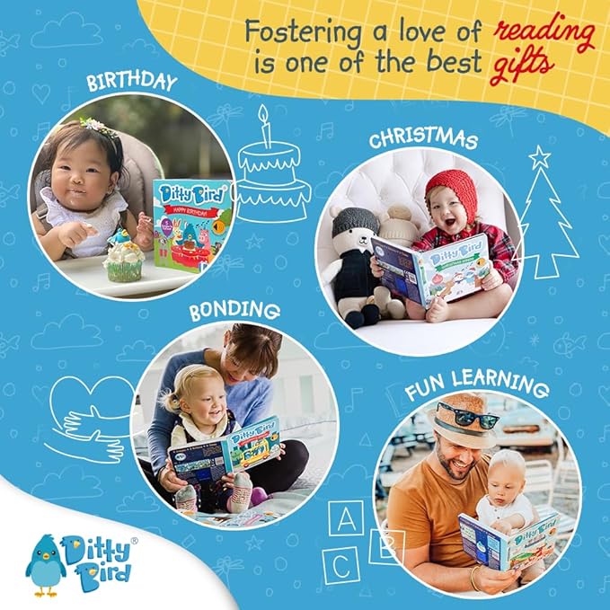 Ditty Bird Musical Books Colors Edition | Montessori Toys & Learning Resources | Sensory Toys for Kids | Nursery Rhyme Book, Interactive Toddler Toys for 1 Year Old to 3 Year Olds | Sturdy Baby Book