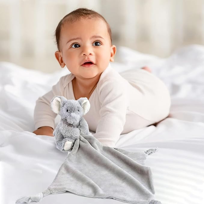 MON AMI Ozzy The Elephant Plush Lovey for Babies – 13.5” | Knotted Security Blanket for Newborns