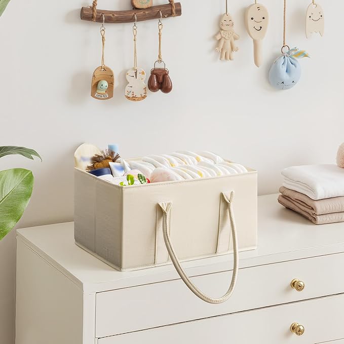 GRANNY SAYS Baby Diaper Caddy Organizer, Baby Bag for Diapers and Baby Wipes, Nurse Baskets for Changing Table, Car Organizer, Gift for Baby Shower, Newborn Essentials, Beige