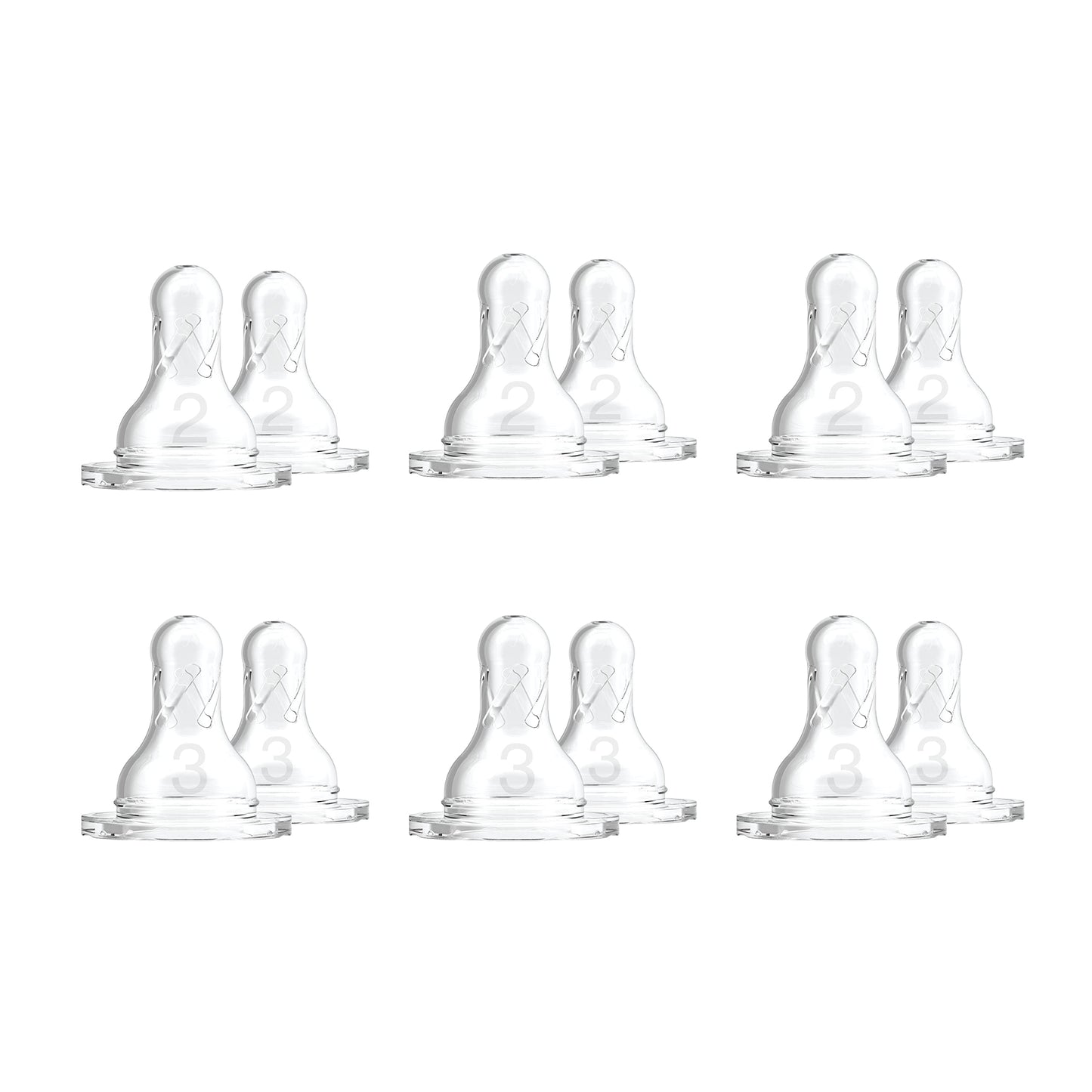 Dr. Brown’s Natural Flow Level 2 Narrow Baby Bottle Silicone Nipple, Medium Flow, 3m+, 100% Silicone Bottle Nipple, 6 Count