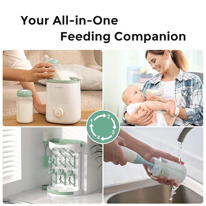 Momcozy Natural Baby Bottle, Wide-Neck, BPA Free Breast Milk Container, Storage Collection Bottle for Fridge & Milk Cooler, Breastfeeding Essential, 10 oz, 4 pcs