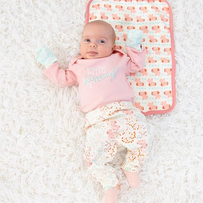 The Peanutshell Baby Layette Gift Set for Girls - 30 Piece New Born Girl Gift Set, Baby Clothes, 0-9 Months - Floral Elephant