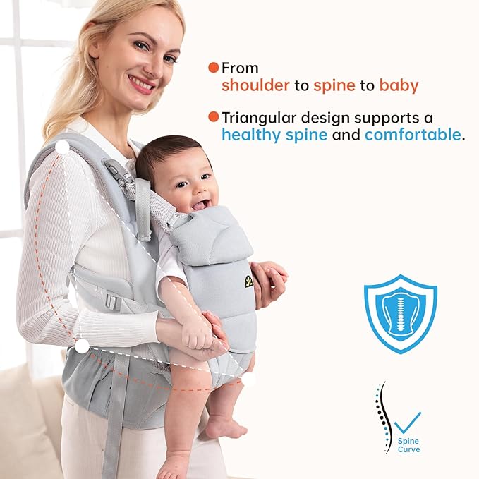 Baby Carrier for Newborns to Toddlers, Adjustable, Ultra-Soft and Weightless, Ergonomic Baby Carrier with Head Support, Baby Travel Gear, Baby Essentials (Blue)