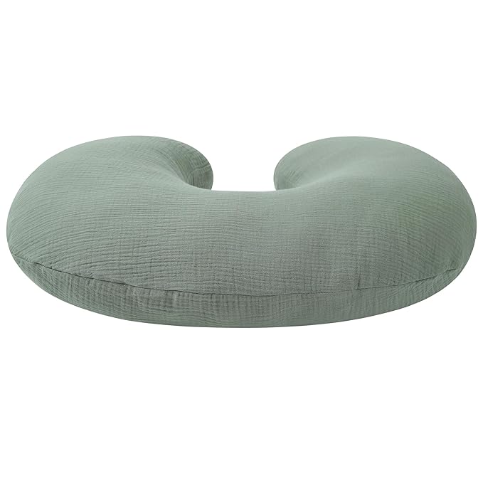 Onacosht Muslin Nursing Pillow Cover 2 Pack 100% Cotton Ultra Soft Breastfeeding Pillow Covers for Baby Boy and Girl, Cactus and Green