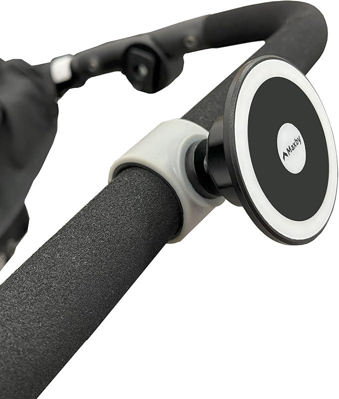 Magnetic Phone Holder for Stroller, Stationary Bike (Compatible with Peloton), Shopping Cart. Compatible with MagSafe. Stable & Secure.