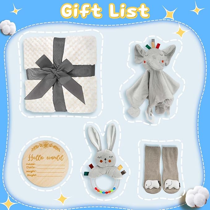 Baby Gift Set for Newborn, Baby Boy Gift Basket Set, New Baby Essentials Baby Gift Baskets Set, Unique New Baby Boy Gift Basket Set, Multiple Pieces Baby Gift Basket Set for Baby Boys Girls