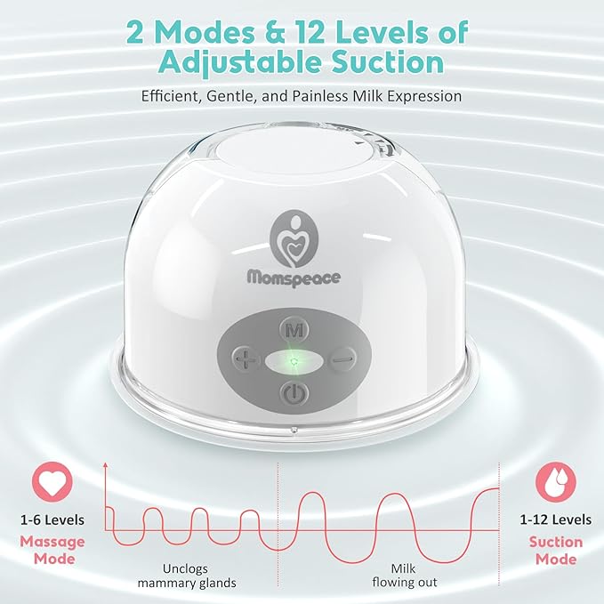 Breast Pump Hands Free with APP for Busy Moms, Momspeace Upgraded Portable Electric Breast Pumps, Discreet Pumping Anywhere, Anti-Backflow, Safe, Double Breast Pumps for Breastfeeding, 24mm, 2 Pack