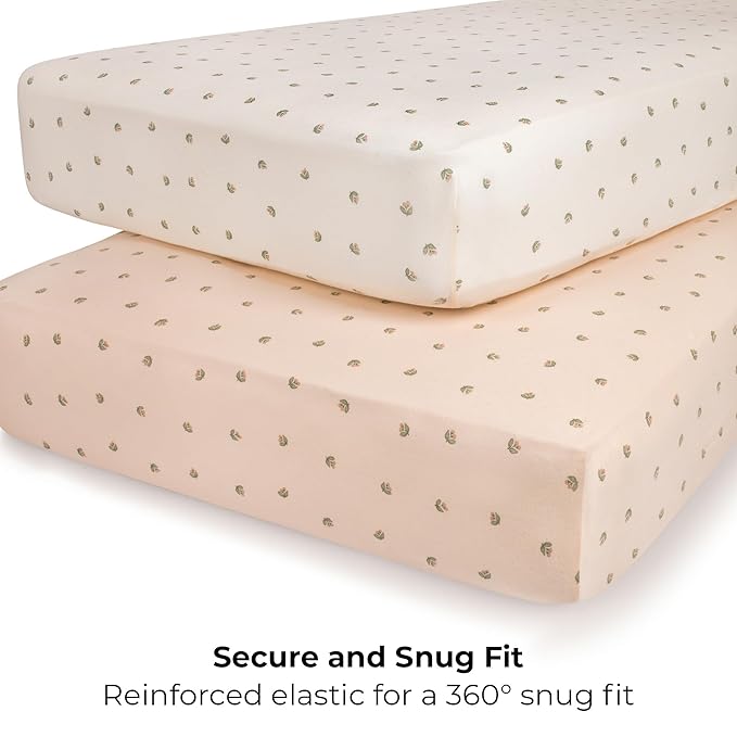 Ely’s & Co. Pack and Play Sheets, for Mini/Portable Crib, 2 Pack Fitted Playpen Play Yard Sheet Set Compatible with Graco Pack n Play, for Baby Girls, 100% Cotton, Pink Vintage Floral, 38”x24”x5”