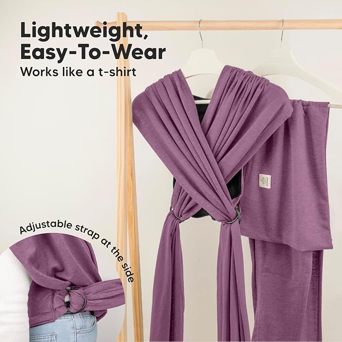KeaBabies Baby Wrap Carrier Ring Sling - Easy to Wear, Adjustable D-Lite Baby Carrier Newborn to Toddler, Infant Carrying Shirt, Hands Free Bonding, Breathable Fabric Wearing Wrap (Dark Mauve)