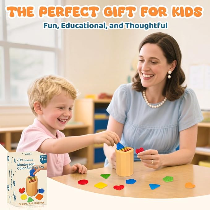 Color Sorting Montessori Toy for Toddlers 1-3 with Textured Sensory Tiles – Silicone Sensory Toys, Educational Preschool Toy for Fine Motor Skills, Learning & Restaurant Play for Boys and Girls