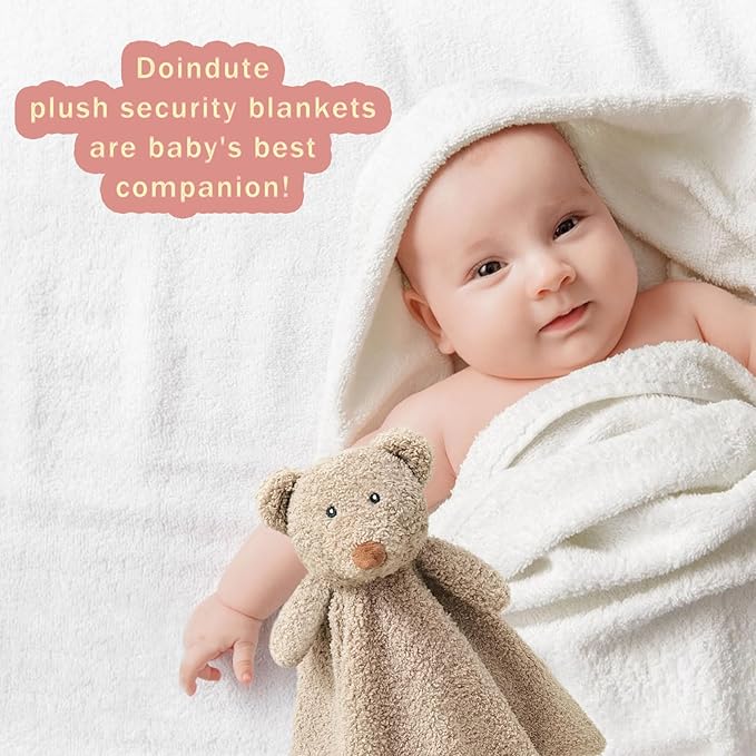Baby Brown Teddy Bear Soft Stuffed Animal Security Blanket, Plush Bear Character Lovey Blanket, Baby Shower/Nursery Gift, Newborn Infant Toddler Snuggle Blankie for Boys Girls, 14 Inches