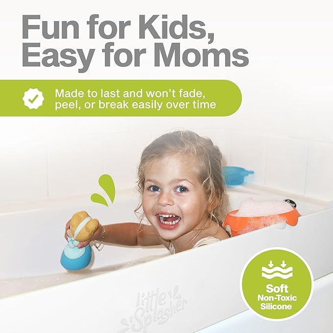 Original PlayPad, Bathtub Splash Guard Play Shelf - Toy Tray Caddy Holder Storage - Suction Cups Attach to Bath Tub - No Mess Water Spill in Bathroom for Toddlers Kids Baby (White)