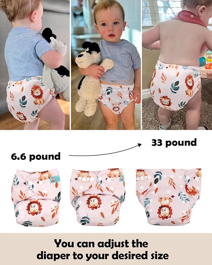 ALVABABY Baby Cloth Diapers 6 Pack with 12 Inserts Cloth Diaper Covers Adjustable Washable Reusable for Baby Girls and Boys 6DM119A