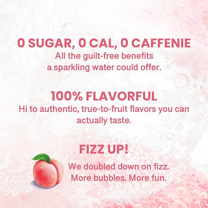 CHI FOREST Flavored Sparkling Water Beverage, White Peach, Zero Sugar, 16.2 fl oz Bottles (pack of 15)