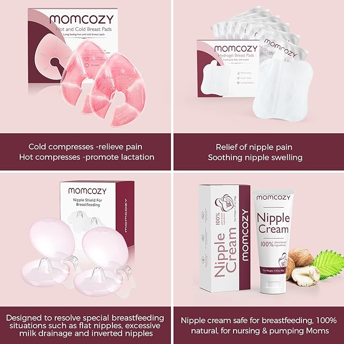 Momcozy Larger Breast Therapy Packs, Hot and Cold Breast Pads with 2 Soft Covers, Breastfeeding Essentials,2 Pack,Pink