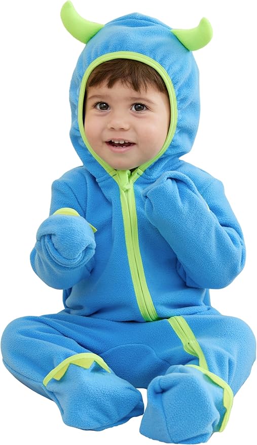 PATPAT Fleece Hooded Footed Romper Clothes, Soft Warm Footie Covers, Car Seat Friendly, Easy Zip, Cute Boy Girl