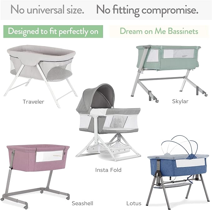 Bassinet Fitted Sheets Compatible with Dream on Me Traveler Portable Bassinet & Skylar, Seashell Bedside Sleeper – Snuggly Soft 100% Jersey Cotton – Beige + Rusty Brown – 2 Pack