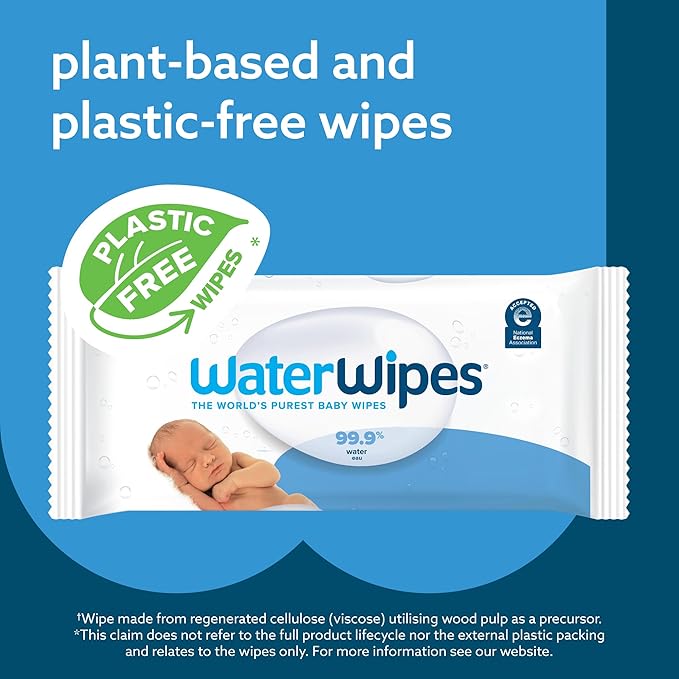 WaterWipes Sensitive+ Newborn & Baby Wipes, 3-In-1 Cleans, Cares, Protects, 99.9% Water, Unscented & Hypoallergenic, 240 Count (4 Packs)