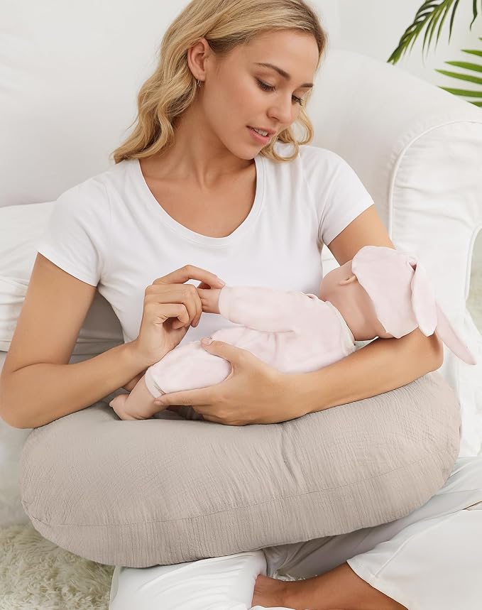 Nursing Pillow Covers, Muslin Nursing Cover for Breastfeeding Pillows, Comfortable for Baby Girls and Boys (Mustard Yellow)