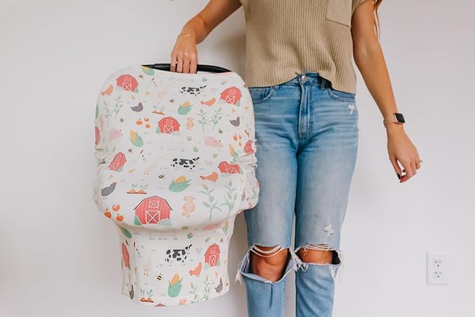 Copper Pearl Multi-Use Cover: Car Seat Covers, Nursing Cover, and Stroller Cover for Sun - Stretchy Fabric, All-Season Use, Stylish Designs, Easy Access for Moms - Farmstead