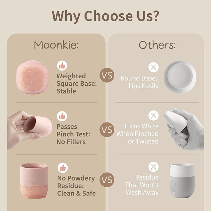 Moonkie Silicone Baby Cups 4 Months+ | Tiny Open Training Cups for Infants with Confetti Sprinkles | Baby-Led Weaning Essential | 2 oz (Blush/Soft Lilac, 2 Pack)
