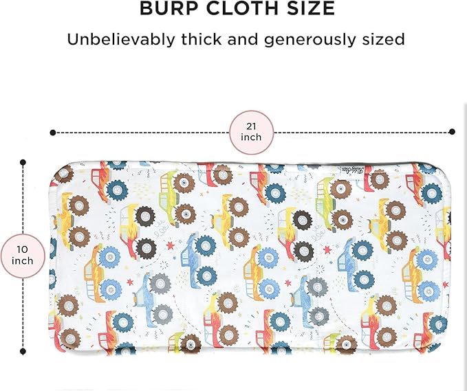 Premium 5-Pack Large Organic Cotton Burp Cloths โ 3 Layers, Ultra Soft & Absorbent Burping Towel, Shoulder Towel & Hand Towel
