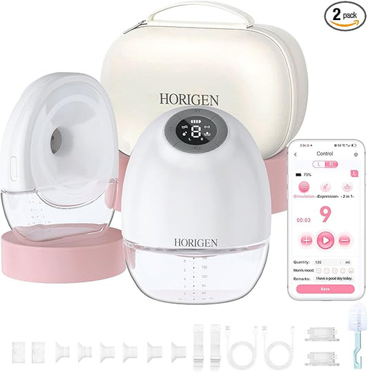 Wearable Breast Pump with APP Control,3 Modes and 9 Levels Wireless Breastfeeding Pump, Portable Breast Pump Hands-Free Contain 15/17/21/25mm Flange, Leak-Proof, Discreet, Quieter