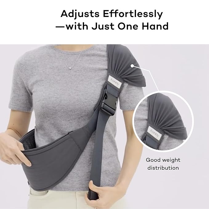 Konny Baby Carrier Hip Seat, Dual Support IHDI Certified with Two Safety Pads, Adjustable Wraps Sling Wearable One Size Fits All, Baby Essentials for 6 to 48 Months up to 44 lbs -Blue Grey