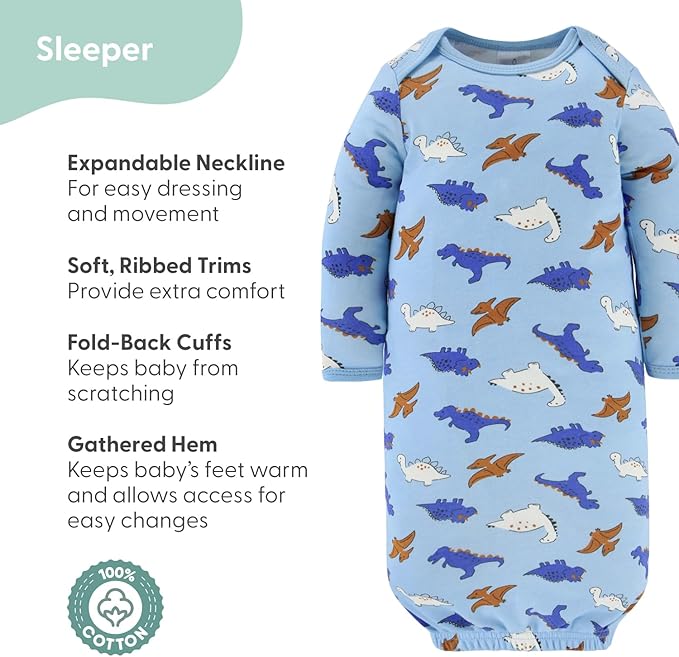 The Peanutshell Baby Layette Gift Set for Boys - 16 Piece New Born Boy Gift Set, Baby Clothes & Newborn Essentials Must Haves - Newborn Clothes 0-3 Months - Blue Dino