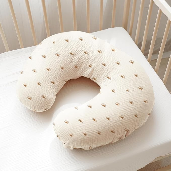 Konssy Muslin Nursing Pillow Covers, 100% Cotton Soft & Adorable Covers for Breastfeeding Pillows, Slipcovers for Newborn Baby Boys & Girls