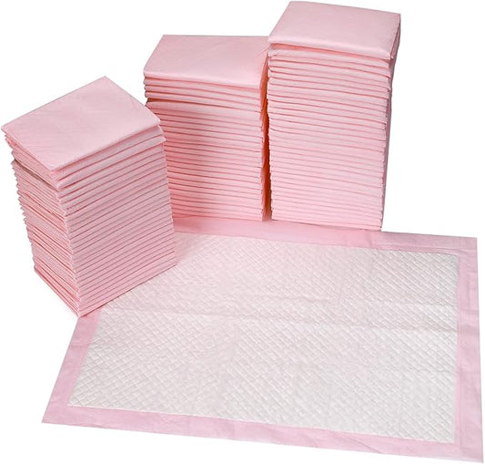80 Count Disposable Baby Changing Pads, 18”x18” Pink – Super Absorbent Leakproof Quick-Drying, Soft Skin-Friendly Disposable Underpads for Infants, Mess-Free Diaper Changes at Home or On-The-Go