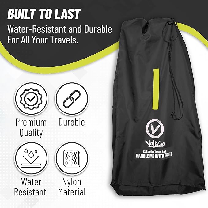 V VOLKGO Extra Large Stroller Bag for Airplane with Padded Backpack Shoulder Straps, Double Stroller Cover for Air Travel, Jogger & Carrier - Fits Large Sizes, Gate Check Bag, Waterproof Travel Cover.