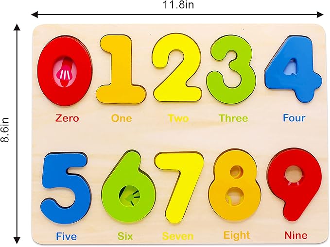Aile Wooden Preschool Learning Number Puzzles Toys for Kids Age 2-4, Educational Toys