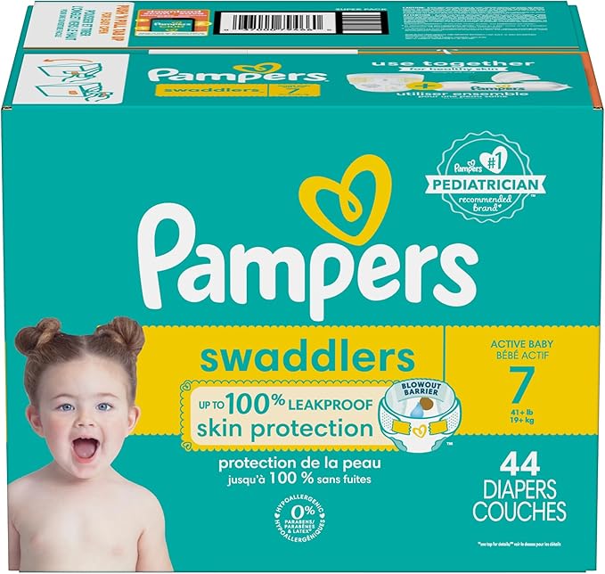 Pampers Baby Diapers - Swaddlers - Size 7, 44 Count, Ultra Absorbent Disposable Infant Diaper
