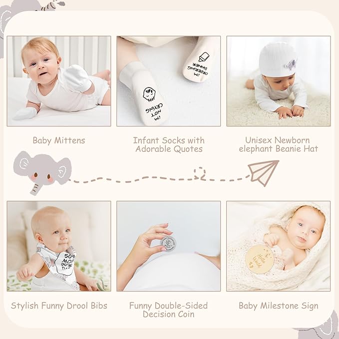 New Mom Gifts for Women, Luxury Pregnancy Gift for New Parents Gender Reveal Gifts Elephant Baby Sets w/Mom Dad Tumbler Baby Essentials for First Time Moms, Expecting Parents to Be, Baby Shower…